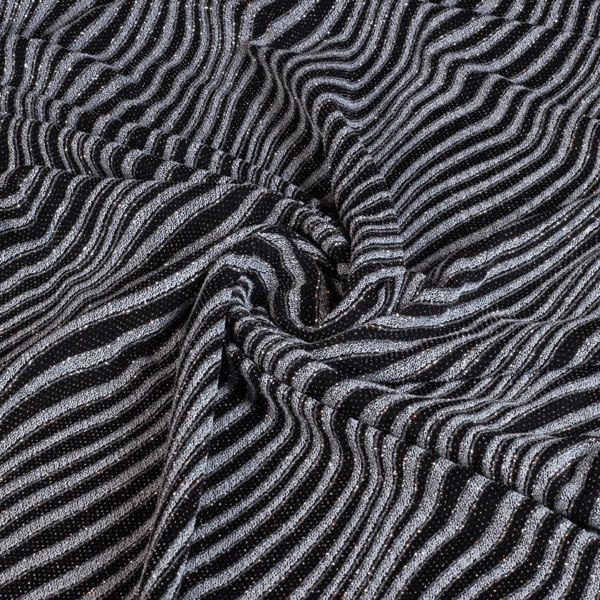 Glitter Fantasie Streifenstoff schwarz silber