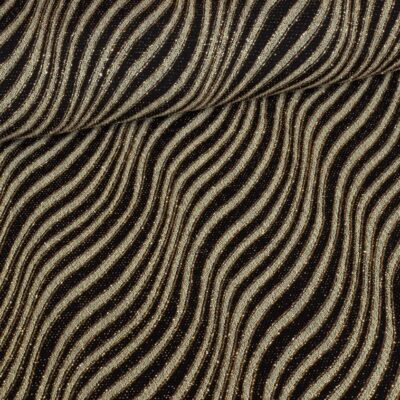 Glitter Fantasie Streifenstoff schwarz gold