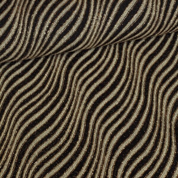Glitter Fantasie Streifenstoff schwarz gold