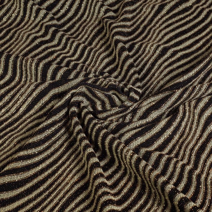 Glitter Fantasie Streifenstoff schwarz gold
