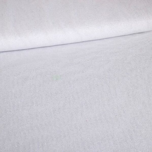 Stretch Mesh Glitter Stoff weiß