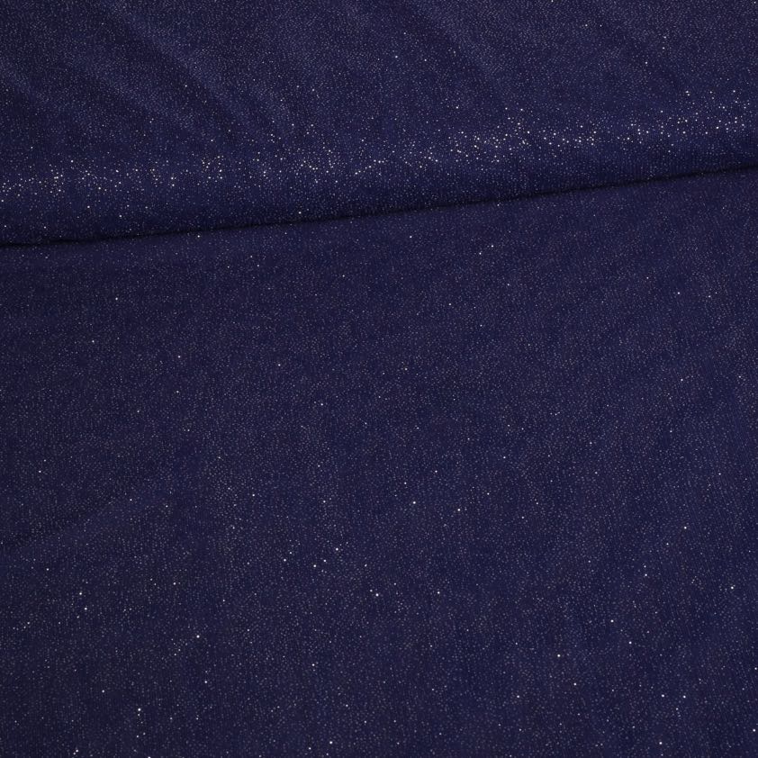 Stretch Mesh Glitter Stoff dunkelblau