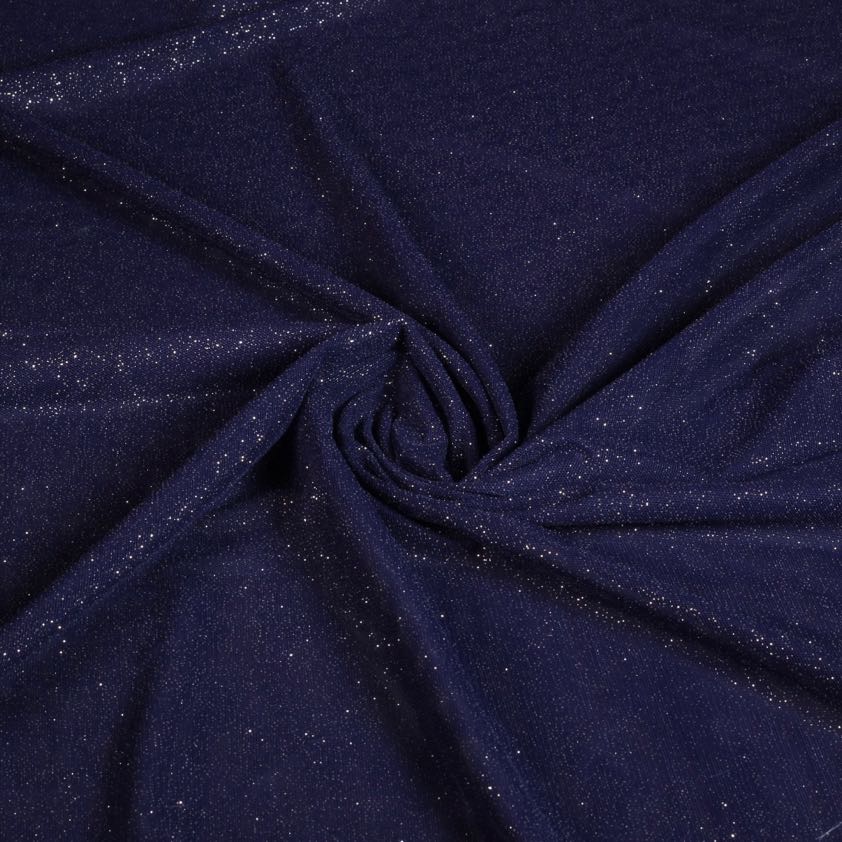 Stretch Mesh Glitter Stoff dunkelblau