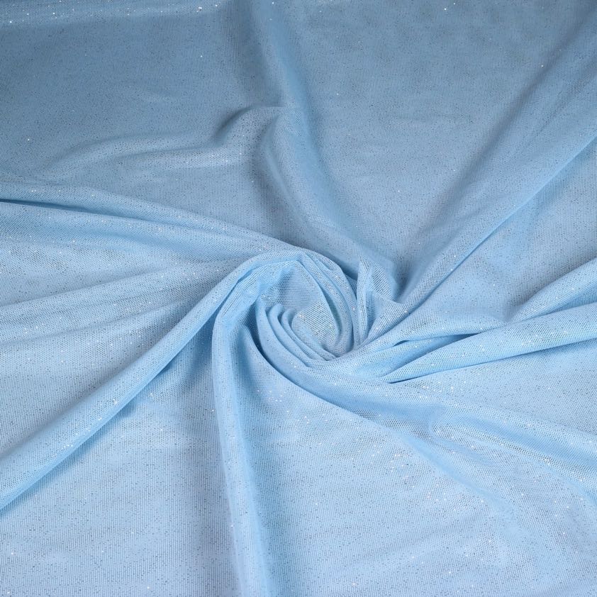 Stretch Mesh Glitter Stoff baby blau