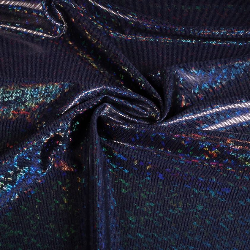 Mystique Deluxe Foil Hologram Stoff dunkelblau