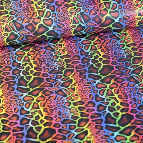 4 Way Stretch Foil Stoff Leopard Multicolor