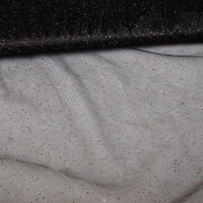 Mesh-Stoff schwarz multicolor Glitter