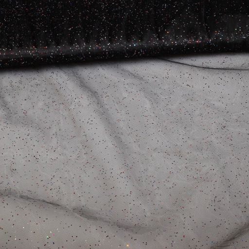 Mesh-Stoff schwarz multicolor Glitter