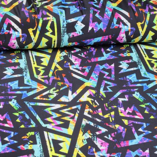 Stretch 4-Way Stoff abstract mehrfarbig