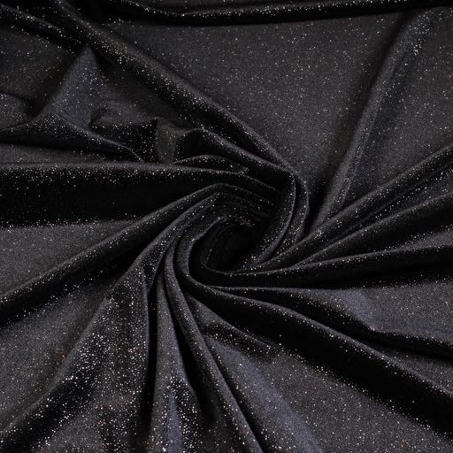Velvet-Stoff silber glitter schwarz