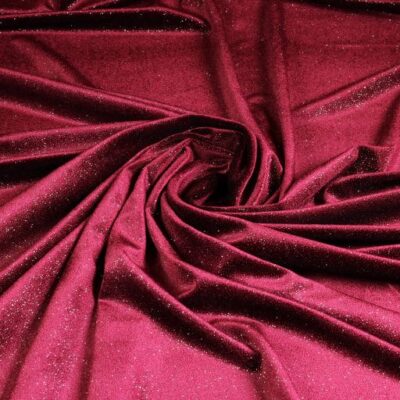 Velvet-Stoff bordeaux silber Glitter
