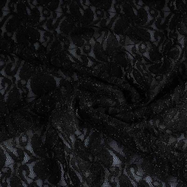 Spitzenstoff stretch glitter schwarz