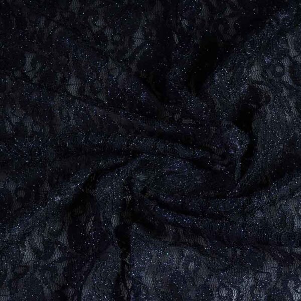 Spitzenstoff stretch glitter dunkelblau