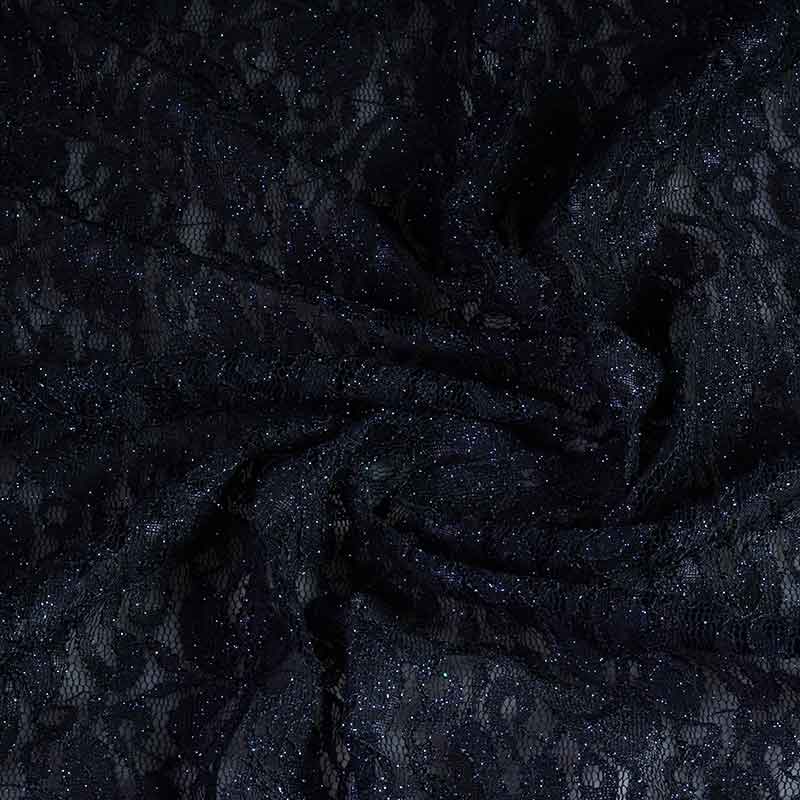 Spitzenstoff stretch glitter dunkelblau