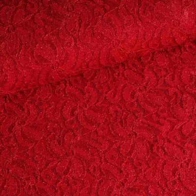 Spitzenstoff stretch glitter rot