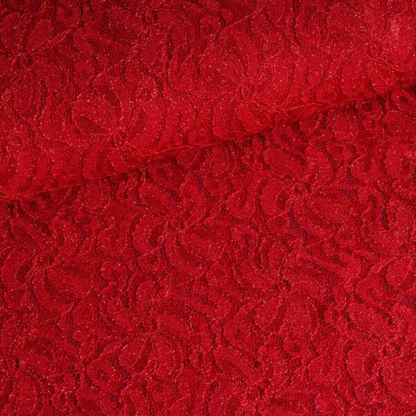 Spitzenstoff stretch glitter rot