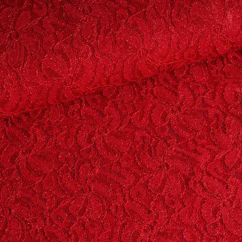 Spitzenstoff stretch glitter rot
