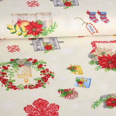 Ottoman-Stoff Weihnacht Multicolor