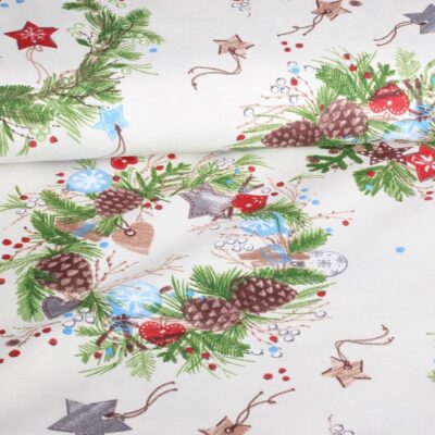 Weihnachtskranz-Stoff multicolor