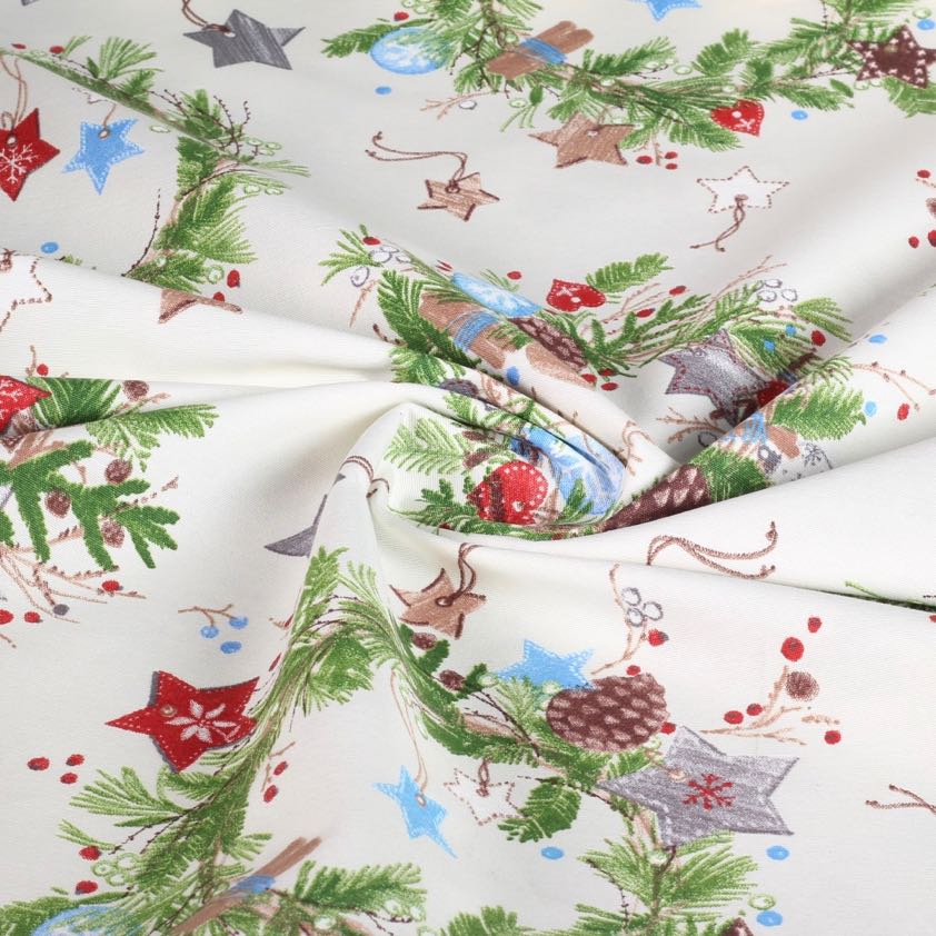 Weihnachtskranz-Stoff multicolor