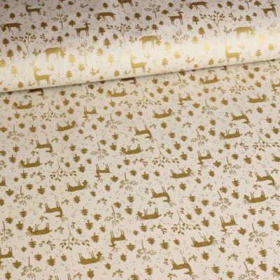 Poplin-Stoff Hirsch Weihnacht beige