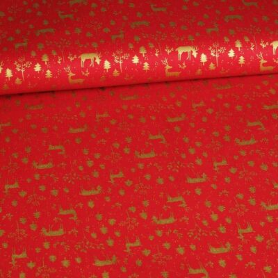 Poplin-Stoff Hirsch Weihnacht rot