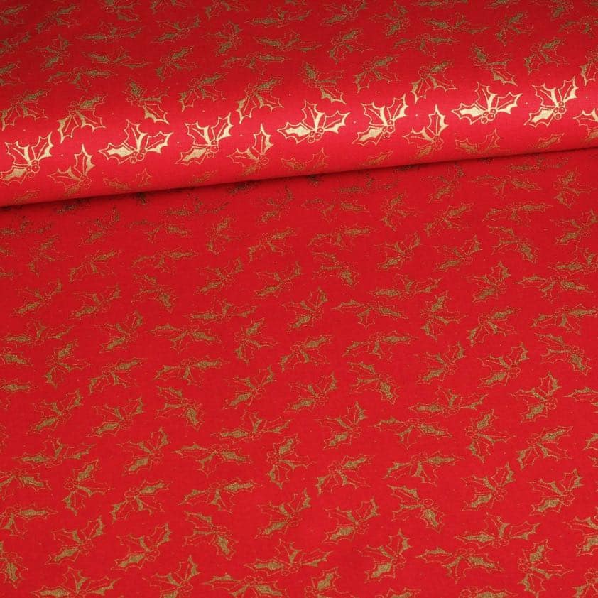 Poplin-Stoff Weihnachtskranz rot