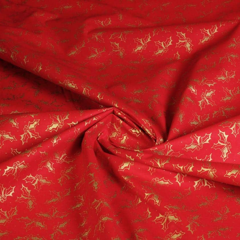 Poplin-Stoff Weihnachtskranz rot