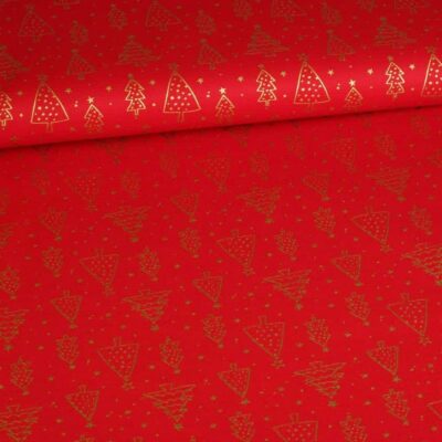 Poplin-Stoff Weihnachtsbaum rot