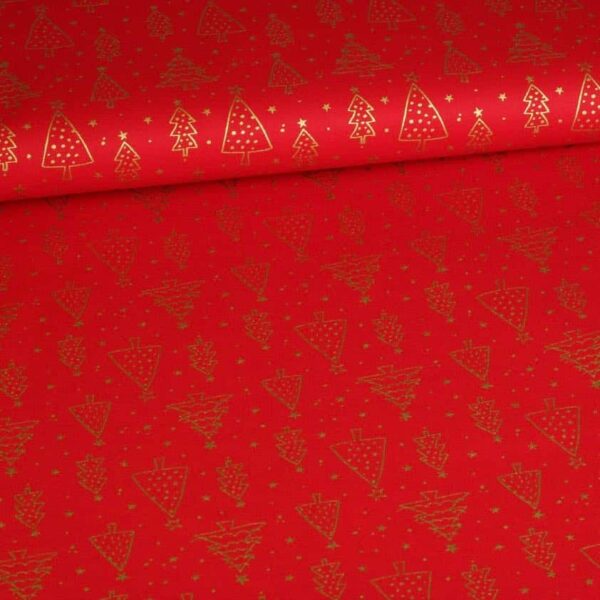 Poplin-Stoff Weihnachtsbaum rot