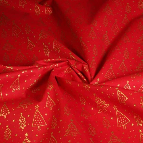Poplin-Stoff Weihnachtsbaum rot