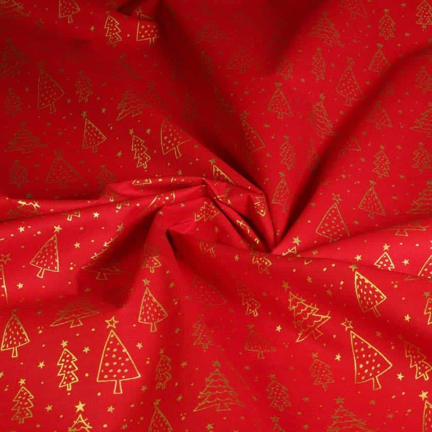 Poplin-Stoff Weihnachtsbaum rot