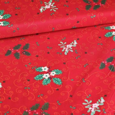 Poplin-Stoff Weihnachtskranz rot