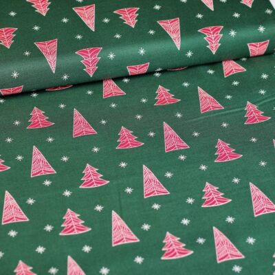 Poplin-Stoff Weihnachtsbaum grün