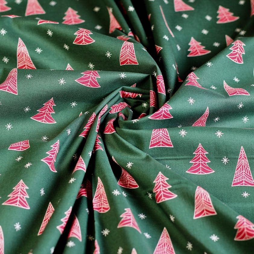 Poplin-Stoff Weihnachtsbaum grün