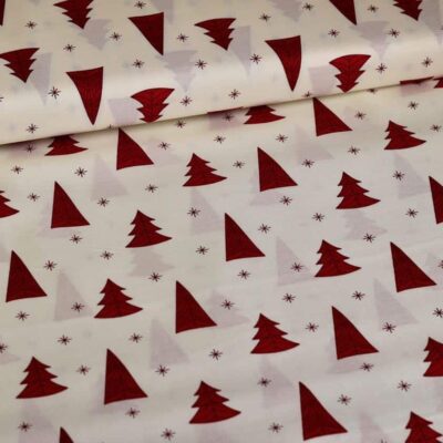 Poplin-Stoff Weihnachtsbaum/Stern off white