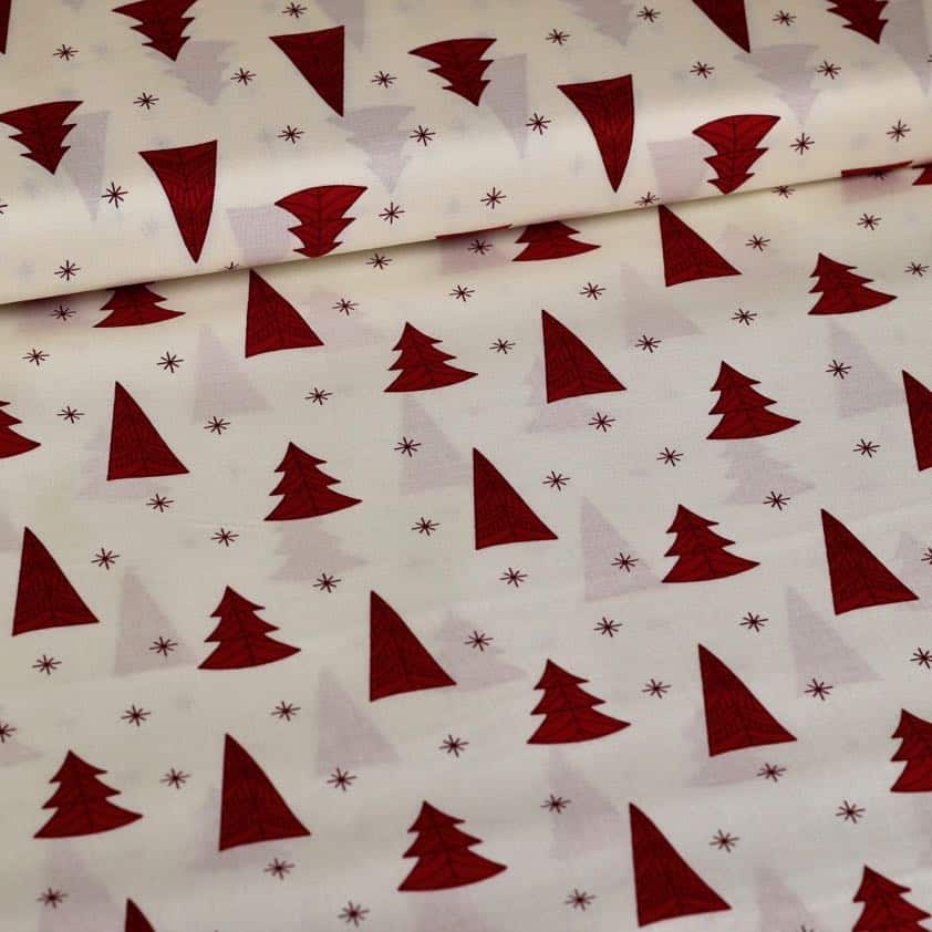 Poplin-Stoff Weihnachtsbaum/Stern off white