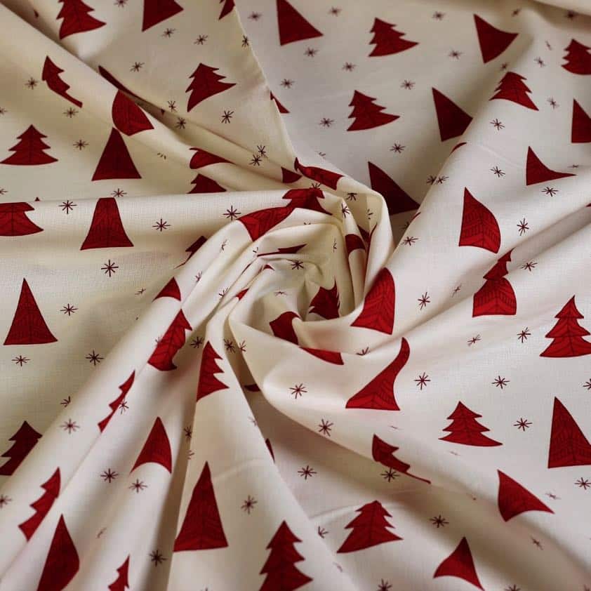 Poplin-Stoff Weihnachtsbaum/Stern off white