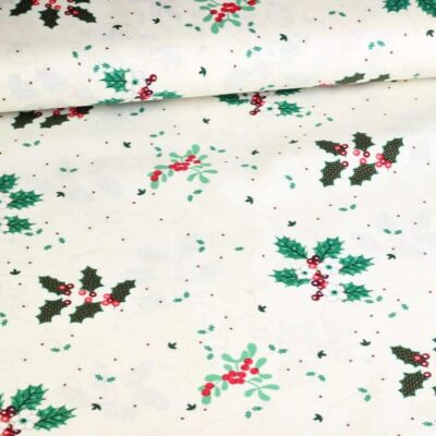 Poplin-Stoff Weihnachtsblume ecru
