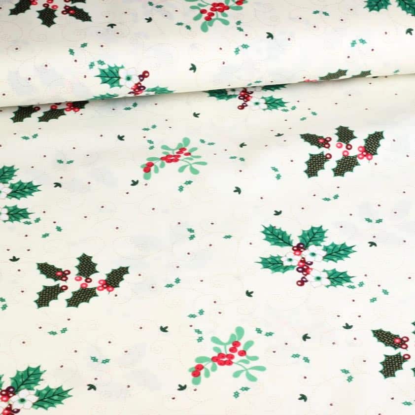 Poplin-Stoff Weihnachtsblume ecru