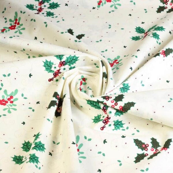 Poplin-Stoff Weihnachtsblume ecru