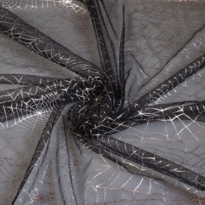 Mesh-Stoff Spinnennetz Silber Foil