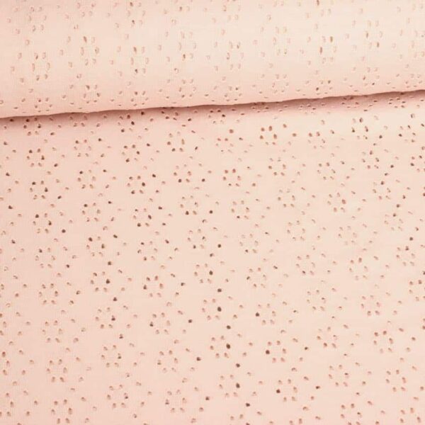 Jersey broderie stoff altrosa