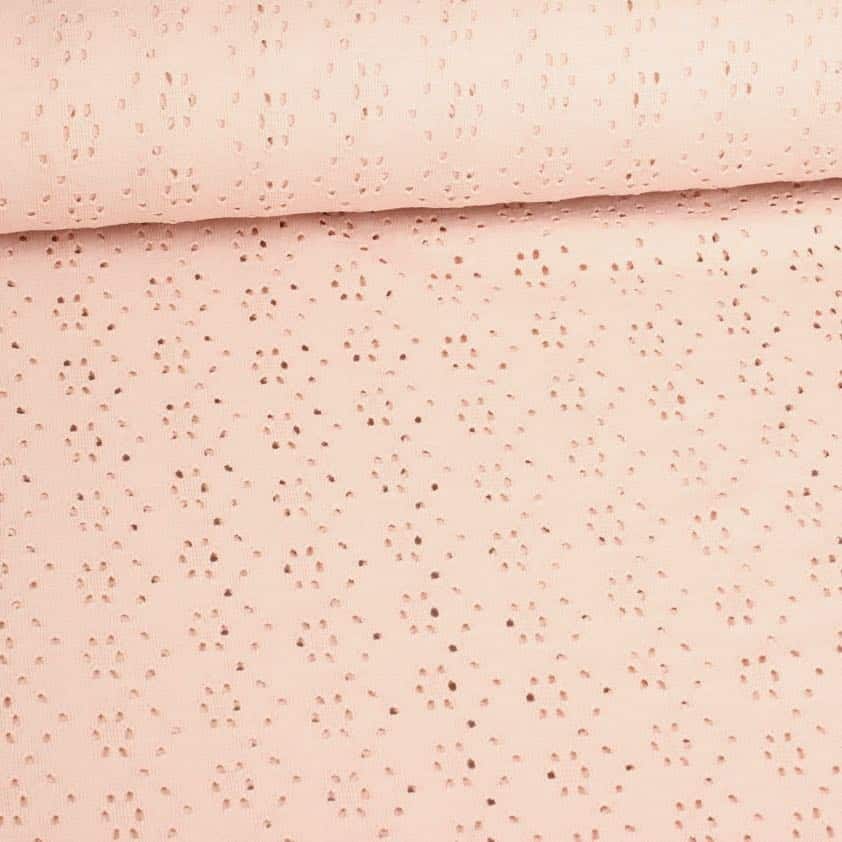 Jersey broderie stoff altrosa
