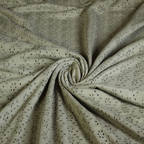 Jersey Broderie Stoff army grün