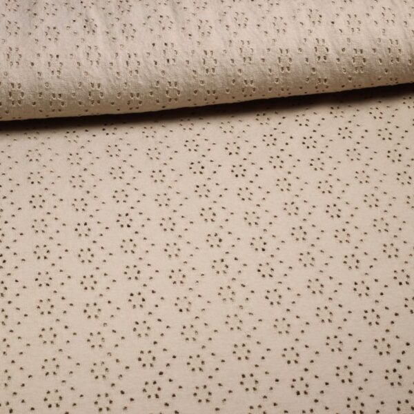 Jersey-Broderie-Stoff taupe
