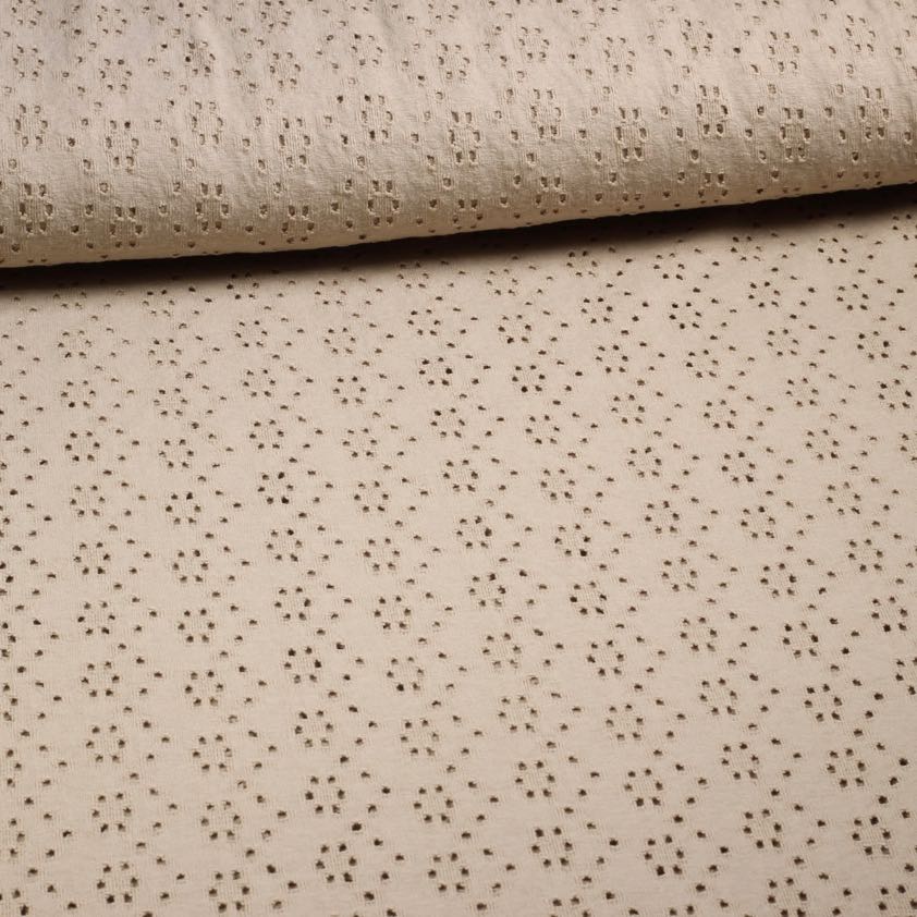 Jersey-Broderie-Stoff taupe