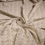 Jersey broderie stof taupe