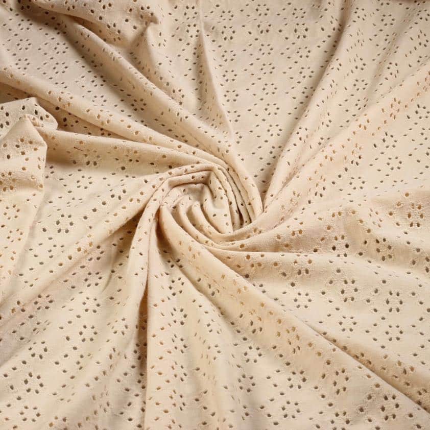 Jersey broderie stoff ecru