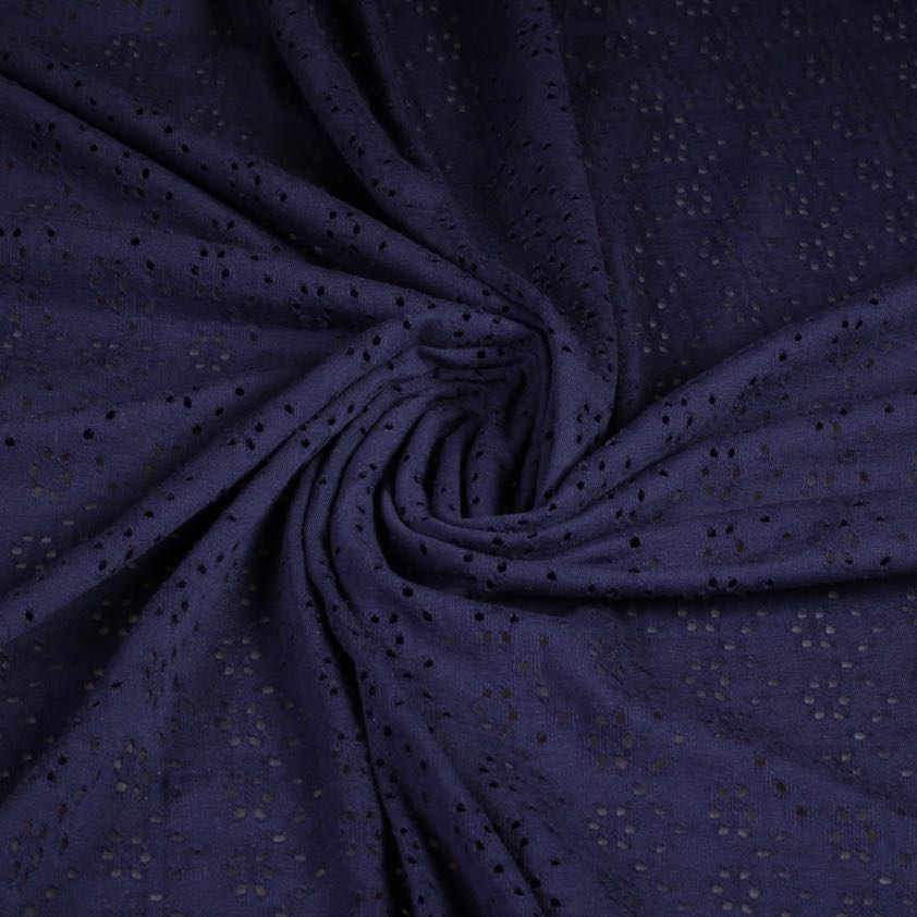 Jersey-Broderie-Stoff navy
